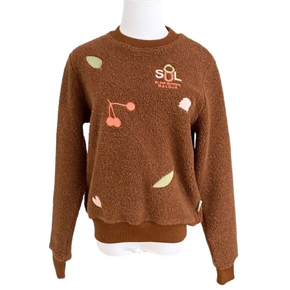 MALOJA BROWN PASTEL EMBROIDERY TEDDY FLEECE SWEATER STYLE 32439 - S - Picture 2 of 11